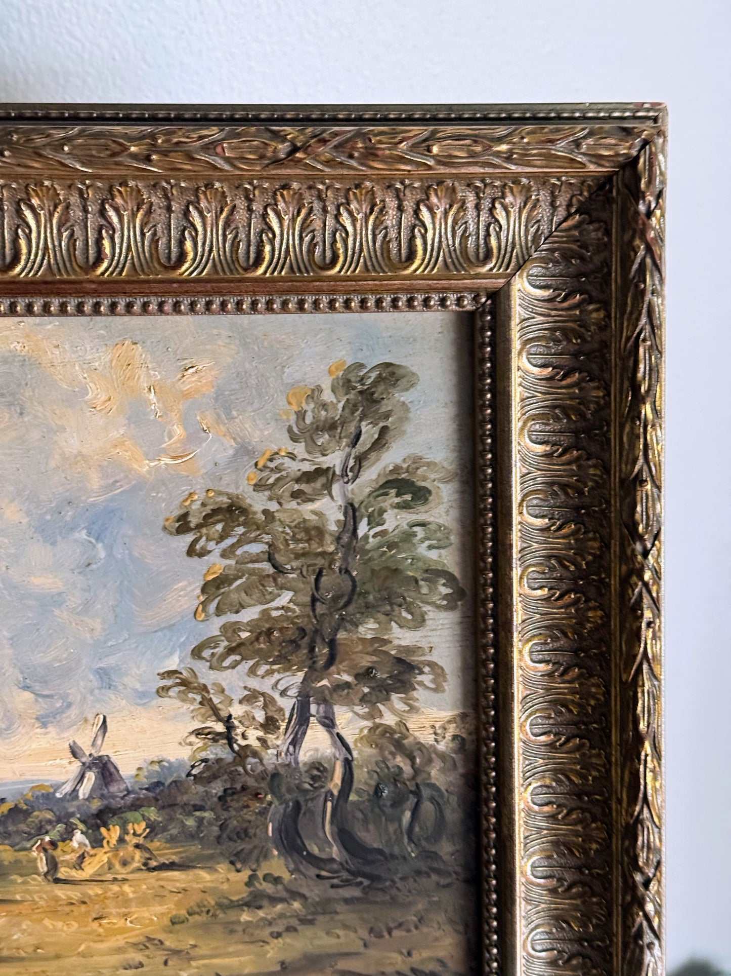 Framed English Windmill Painting