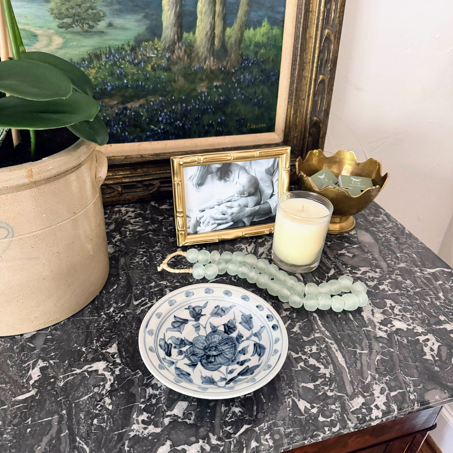 Rose Blue & White Dish