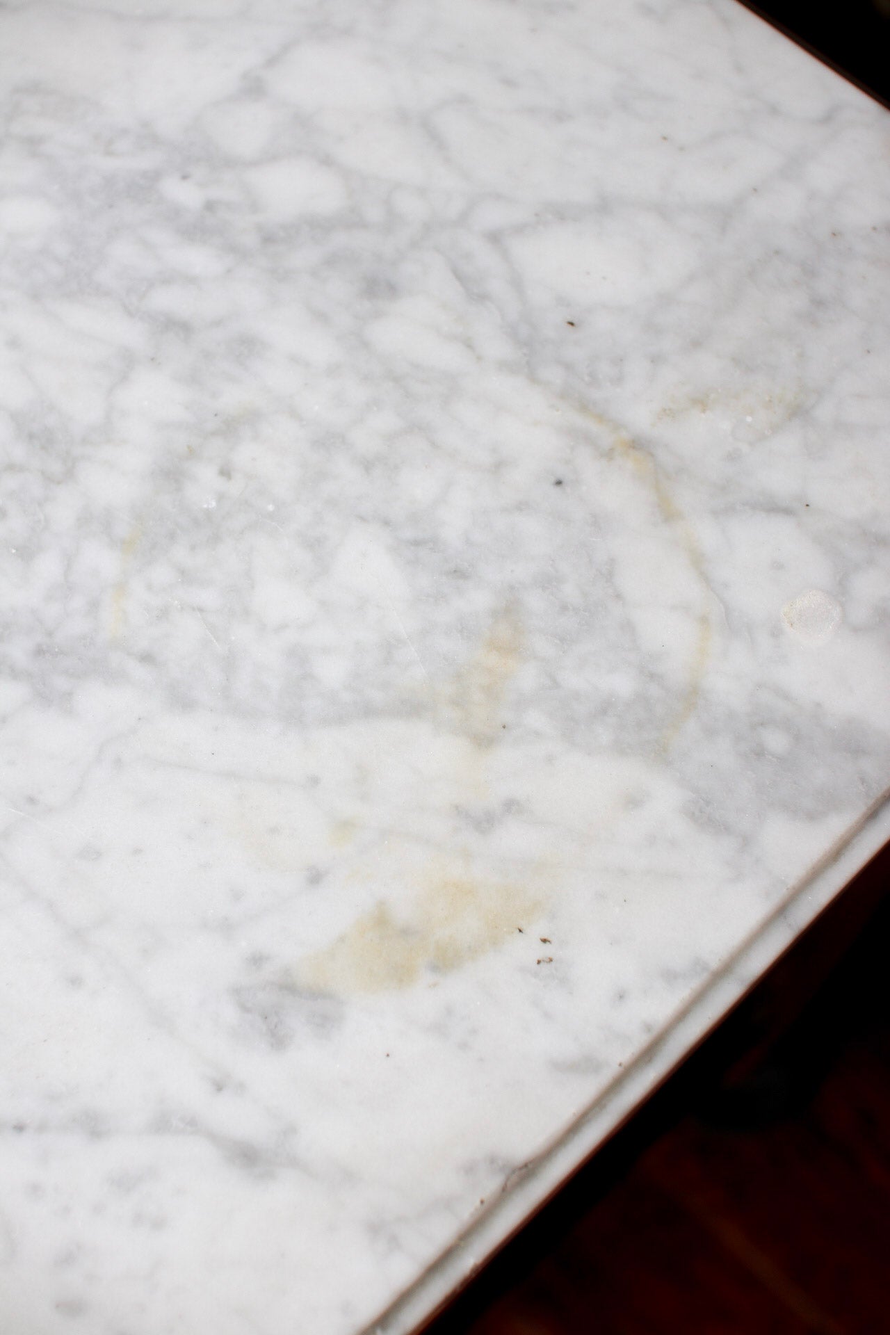 French Louis XVI Petite White Marble Top Commode
