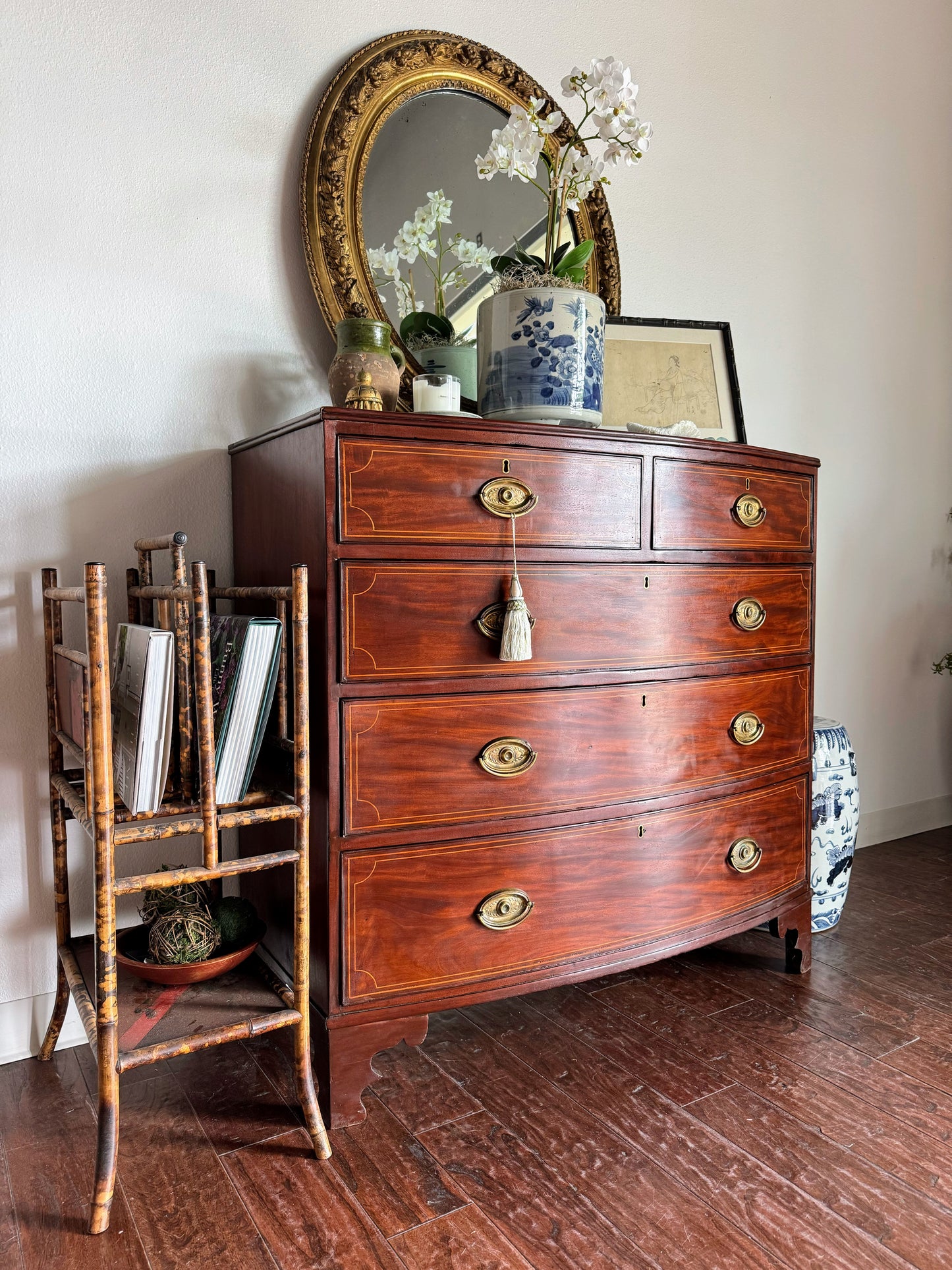 English Mahogany Bowfront with Inlay