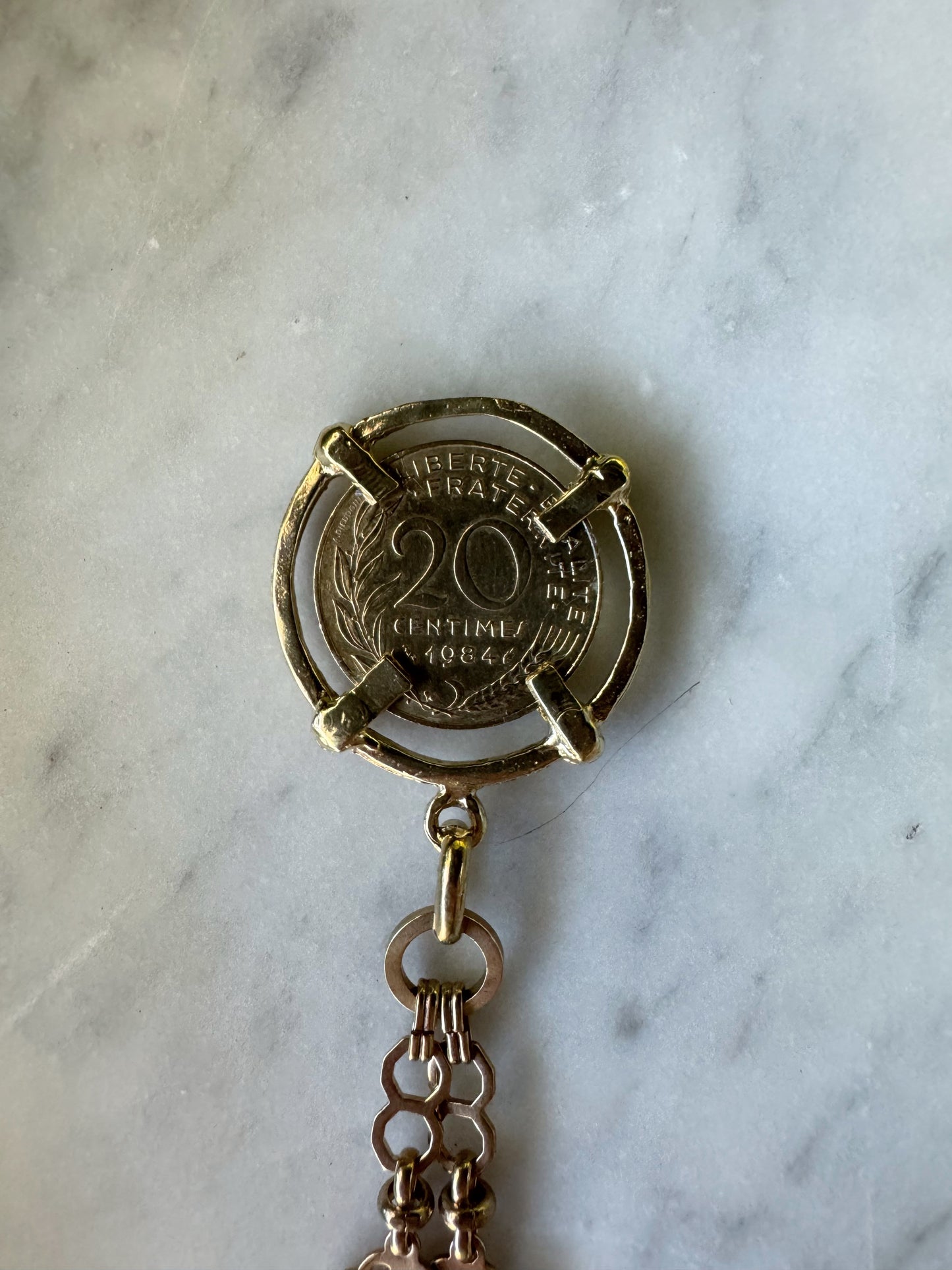 Vintage Coin Necklace: French 1984
