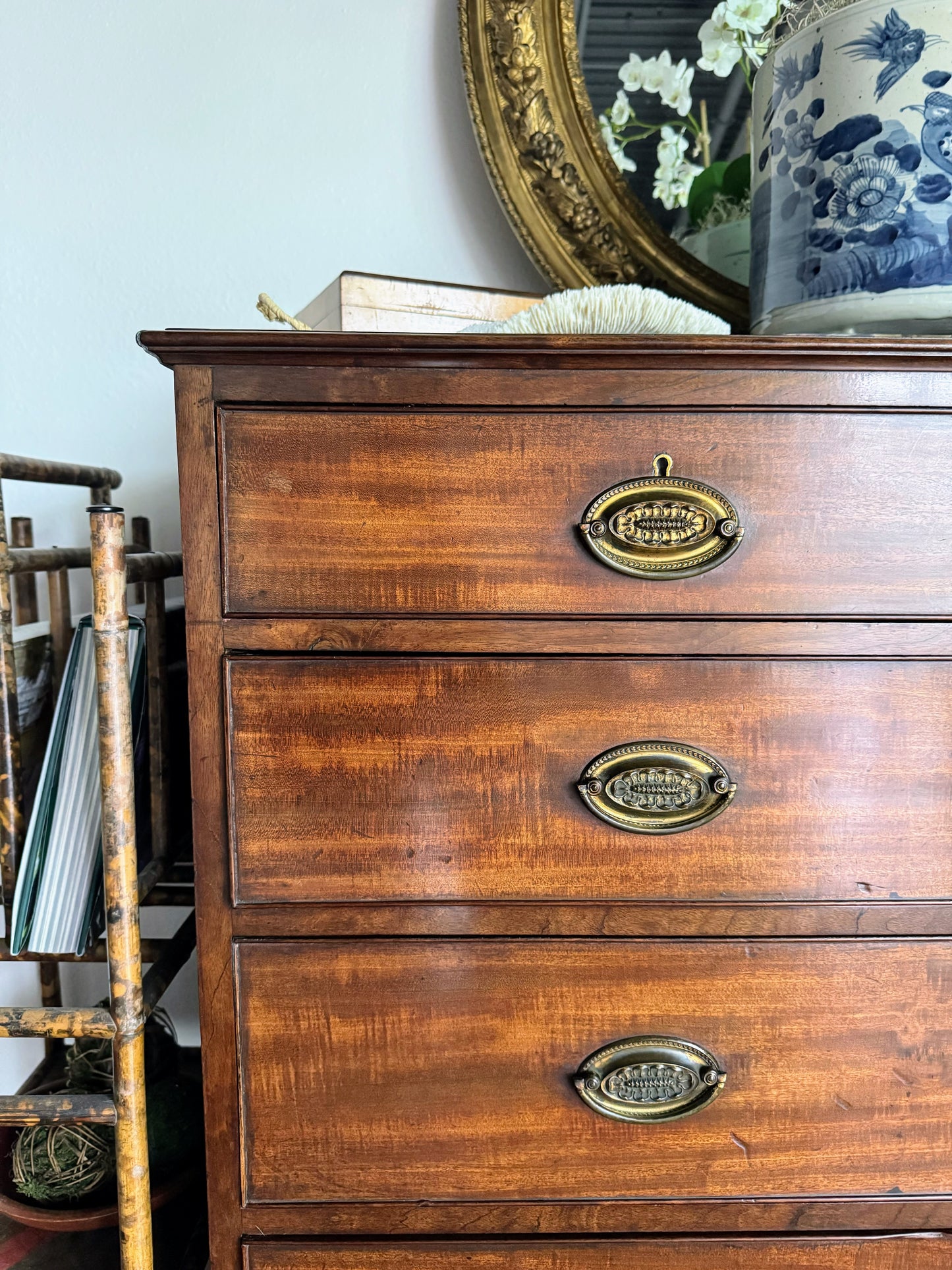 Georgian Oval Plate Swept Foot Bracket Chest