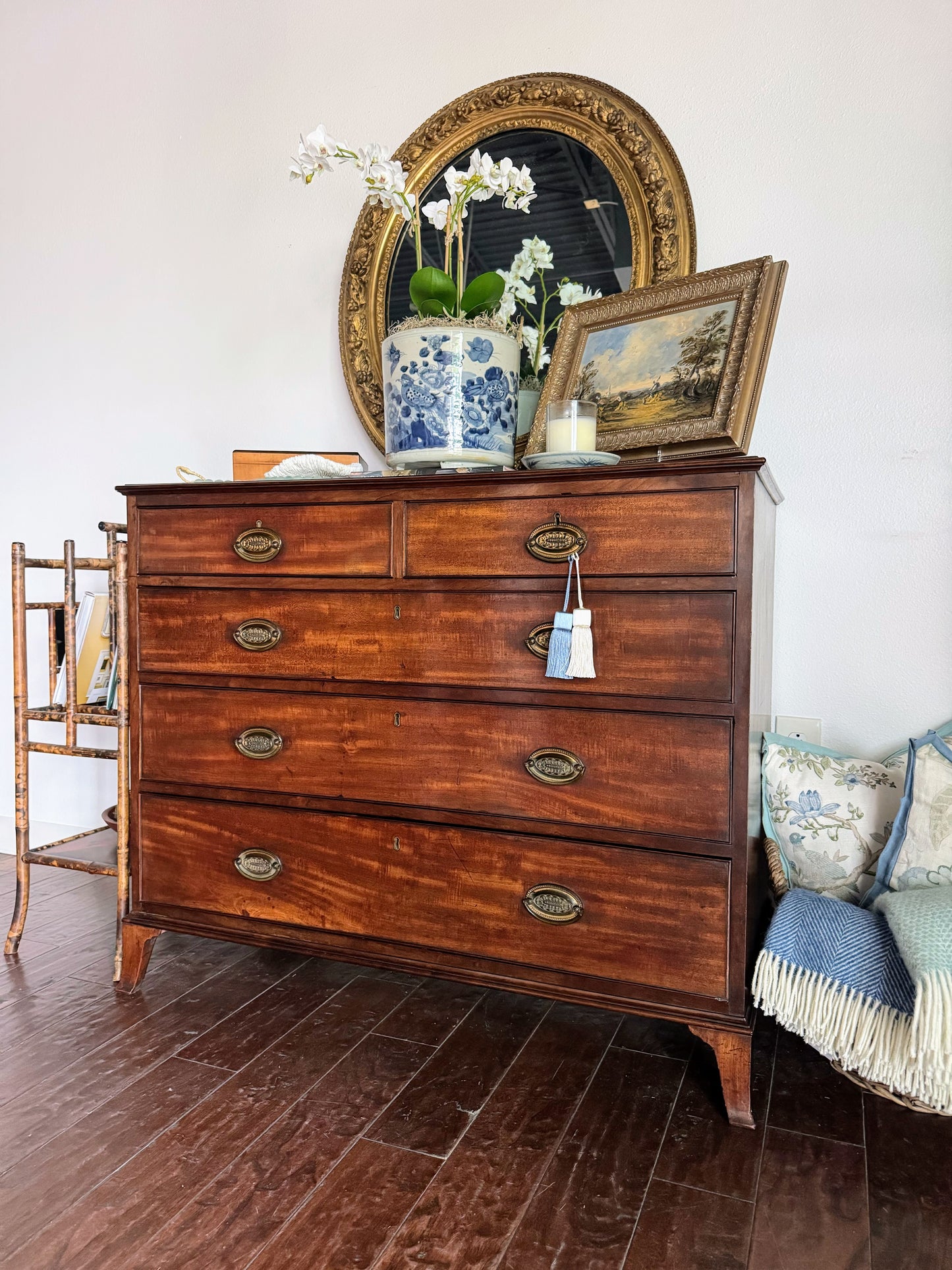 Georgian Oval Plate Swept Foot Bracket Chest