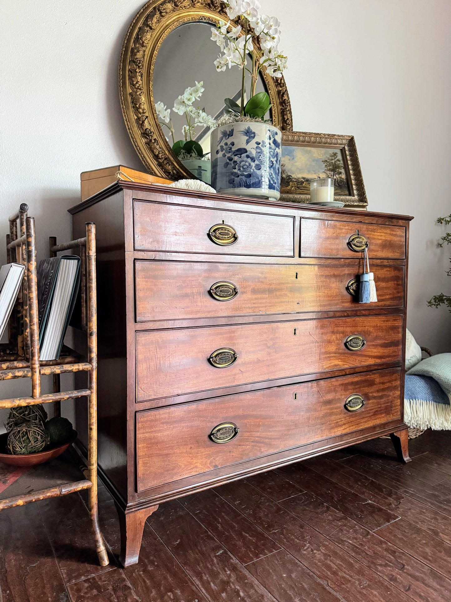 Georgian Oval Plate Swept Foot Bracket Chest
