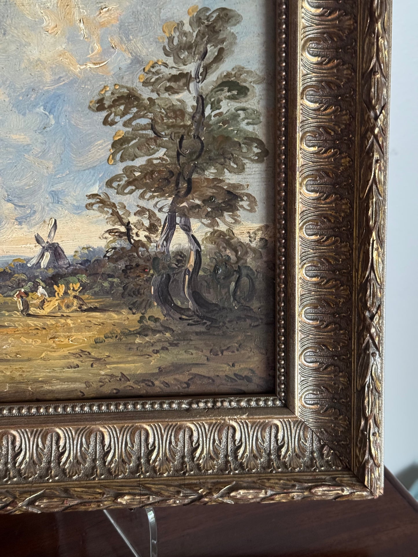 Framed English Windmill Painting