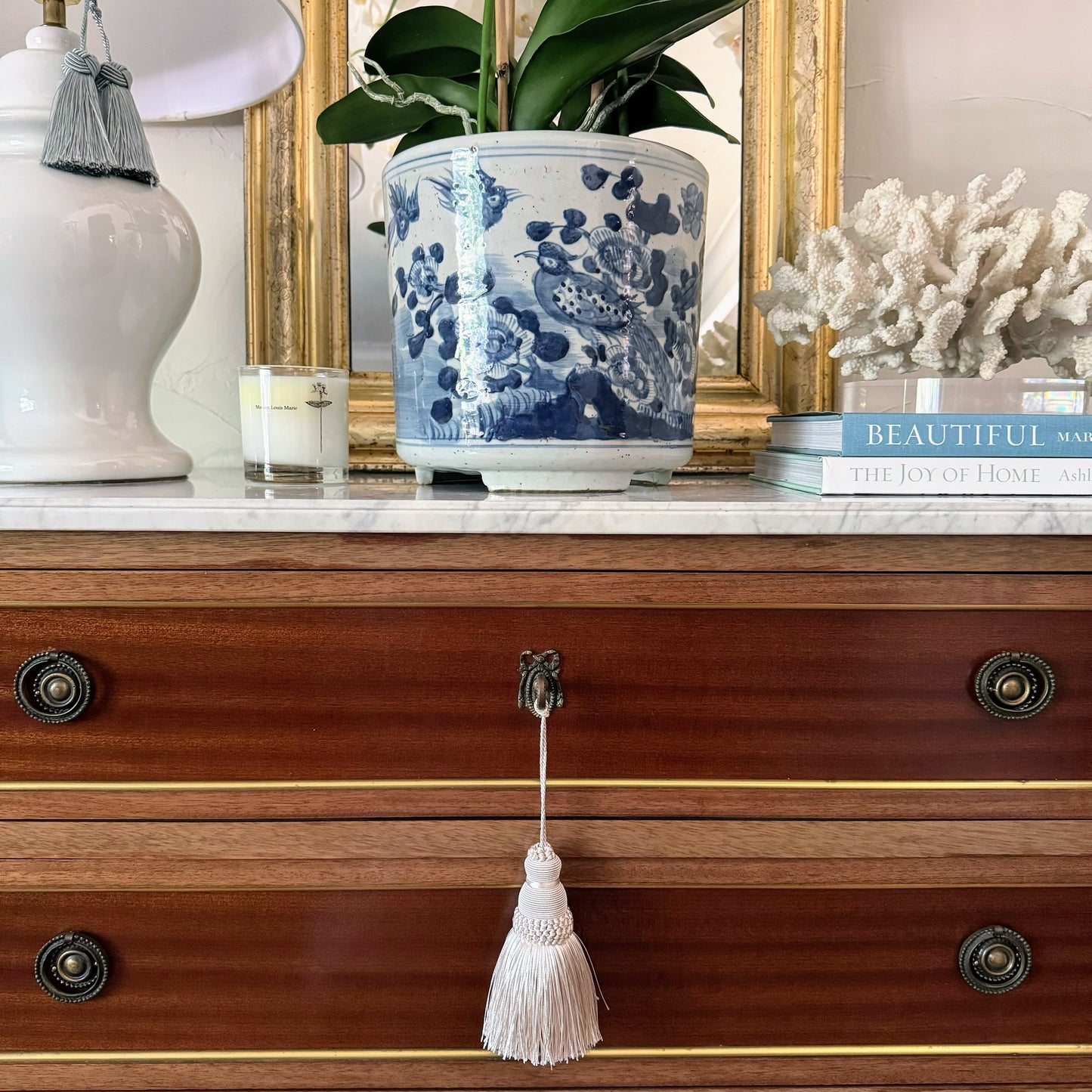 Blue & White Bird Motif Orchid Cache Pot