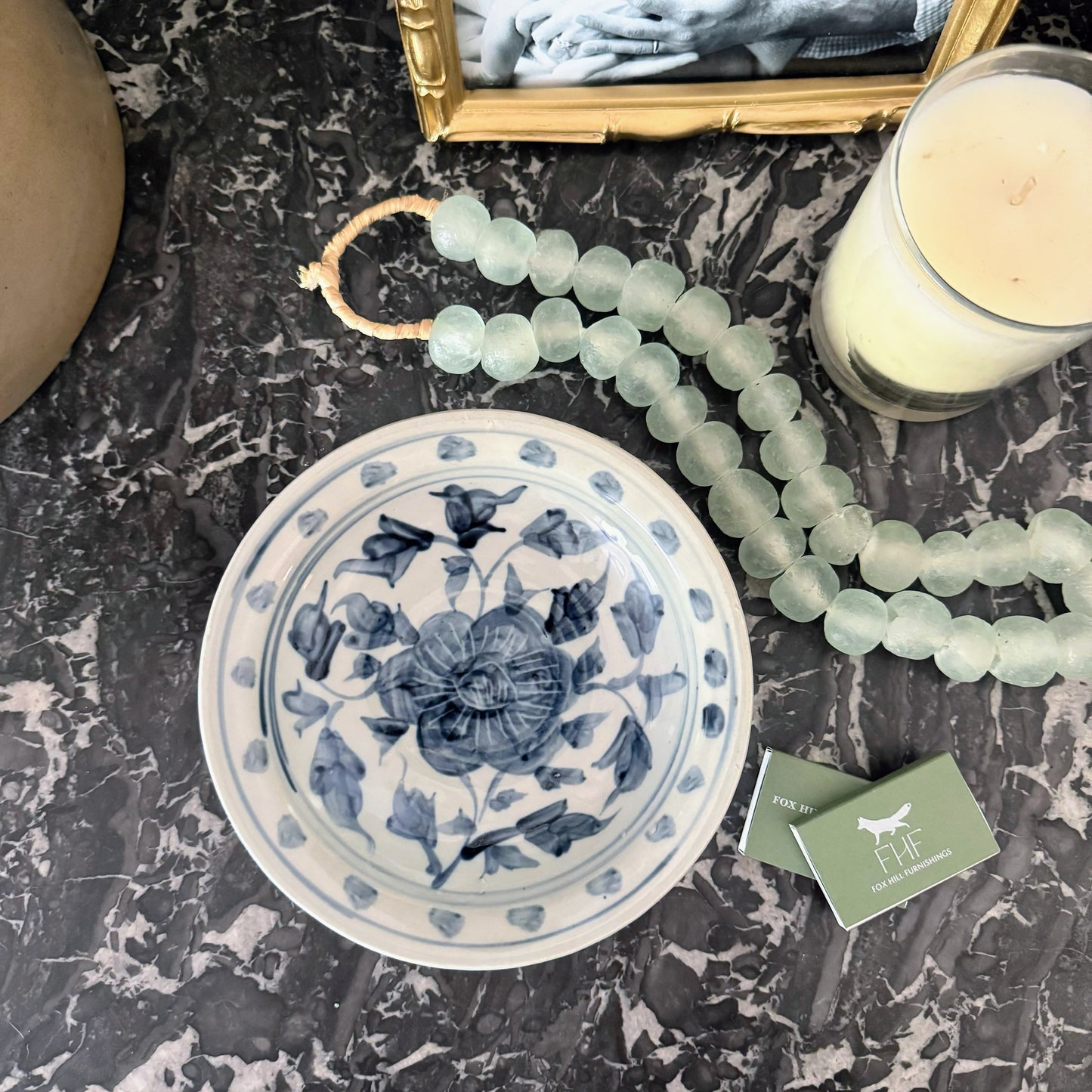 Rose Blue & White Dish