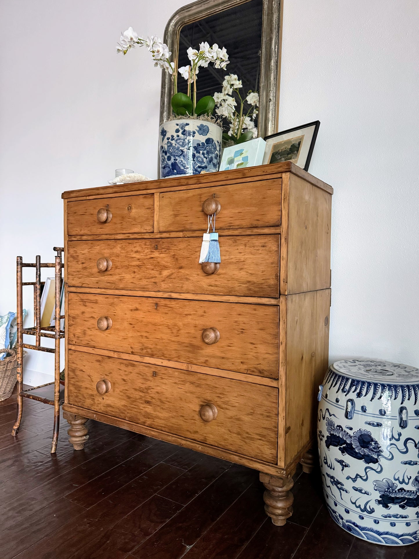 English Pine Chest with Tulip Feet