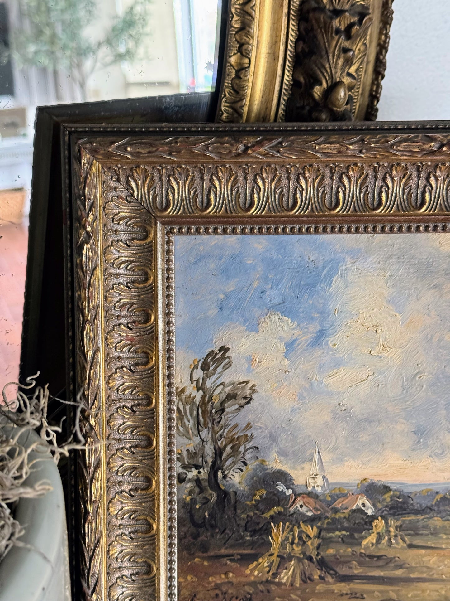 Framed English Windmill Painting