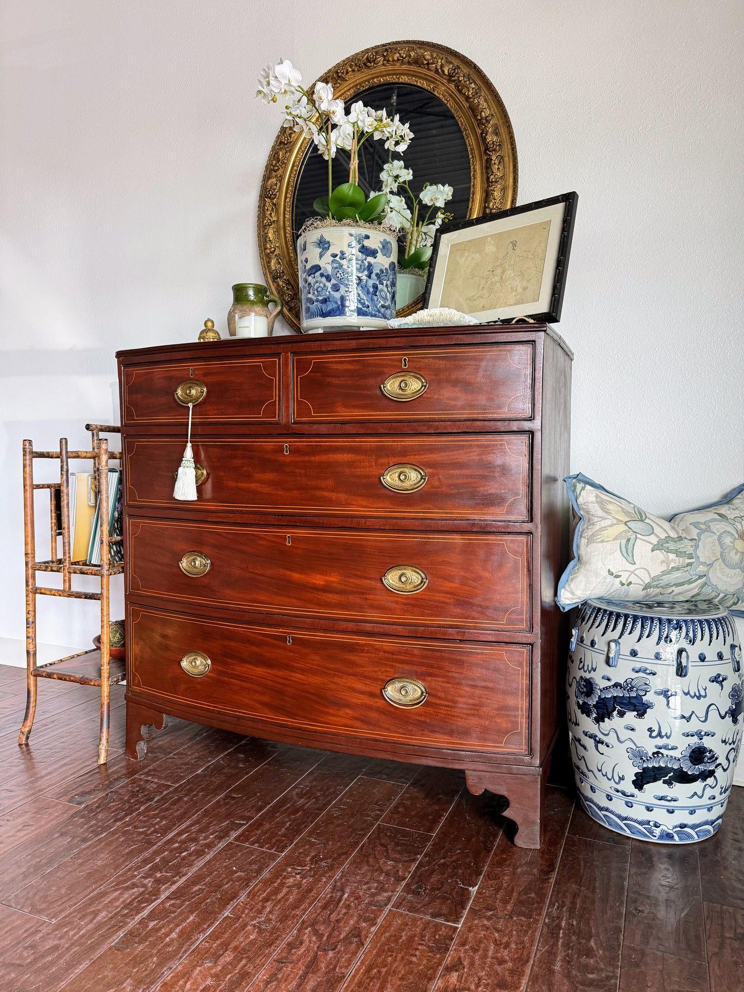 English Mahogany Bowfront with Inlay