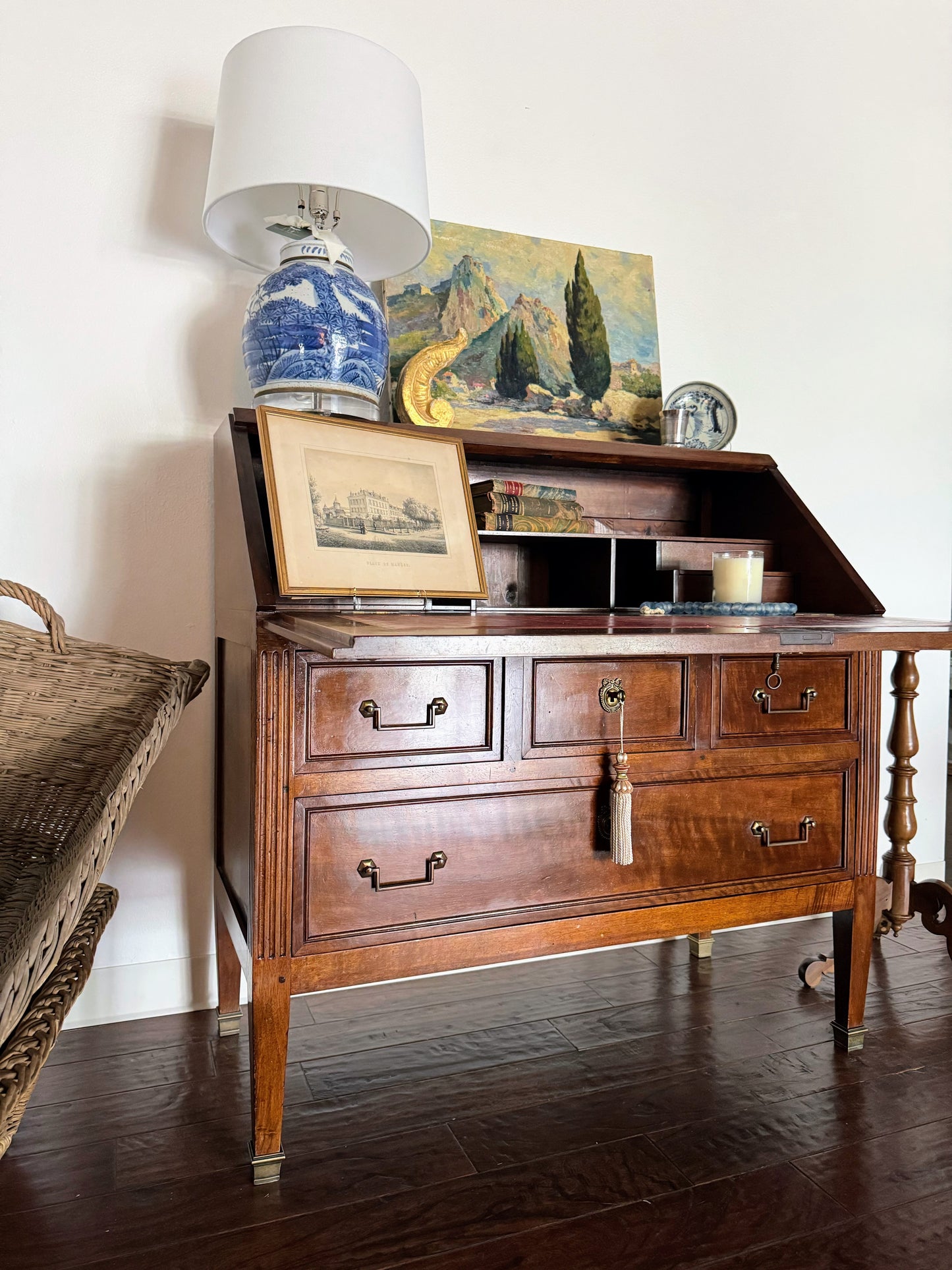 French Louis XVI Style Drop Front Secretary