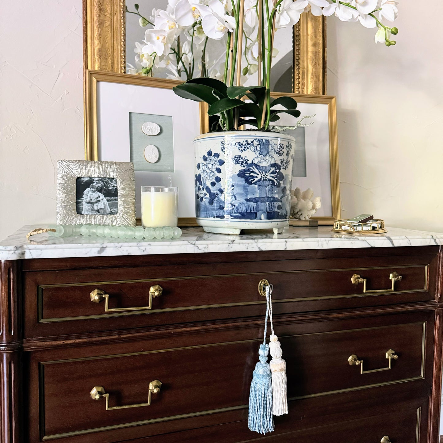 Blue & White Lotus Orchid Cache Pot