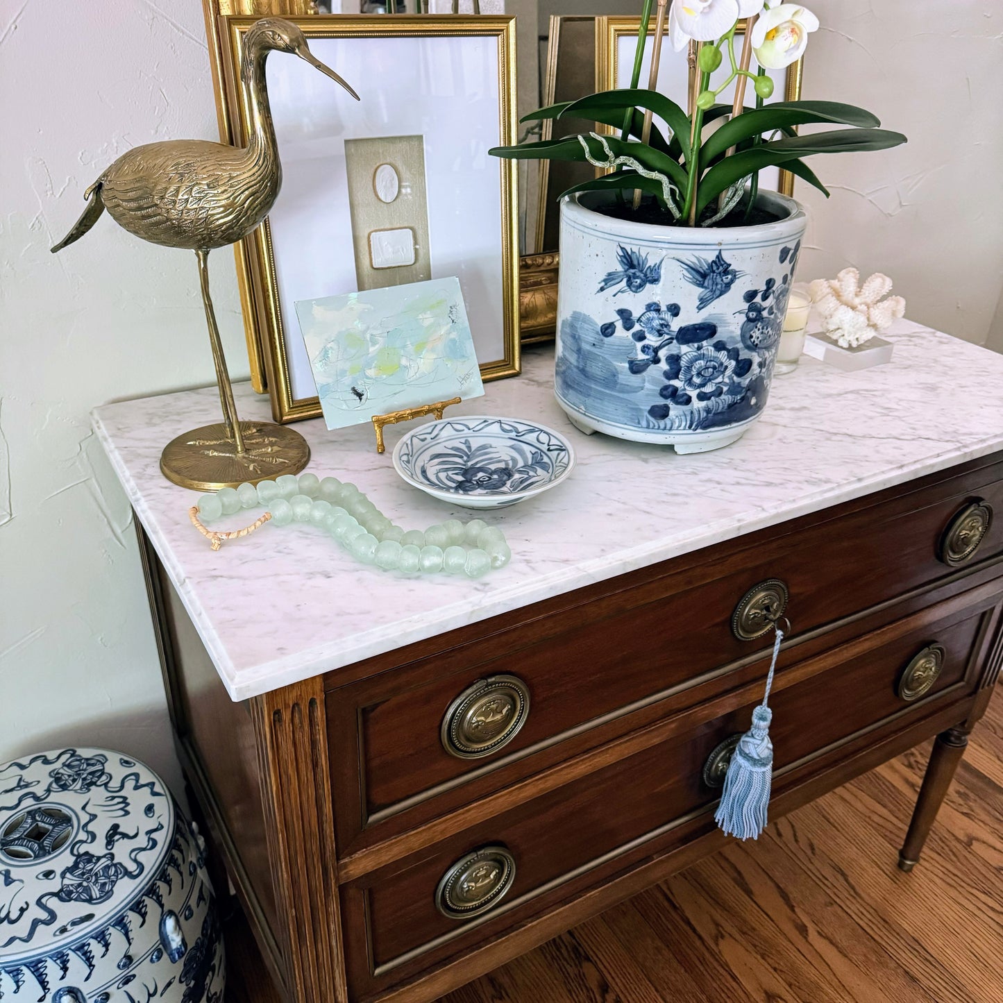 Peony Blue & White Dish
