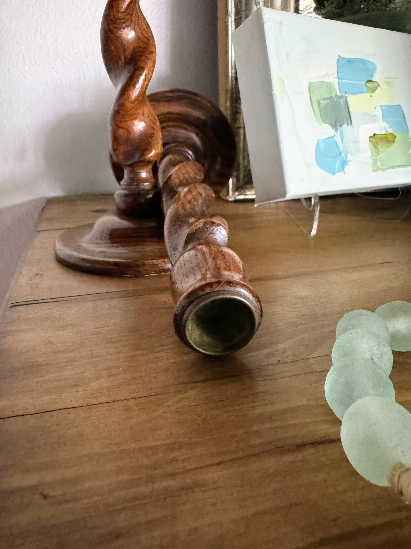 Pair of English Barley Twist Candlesticks