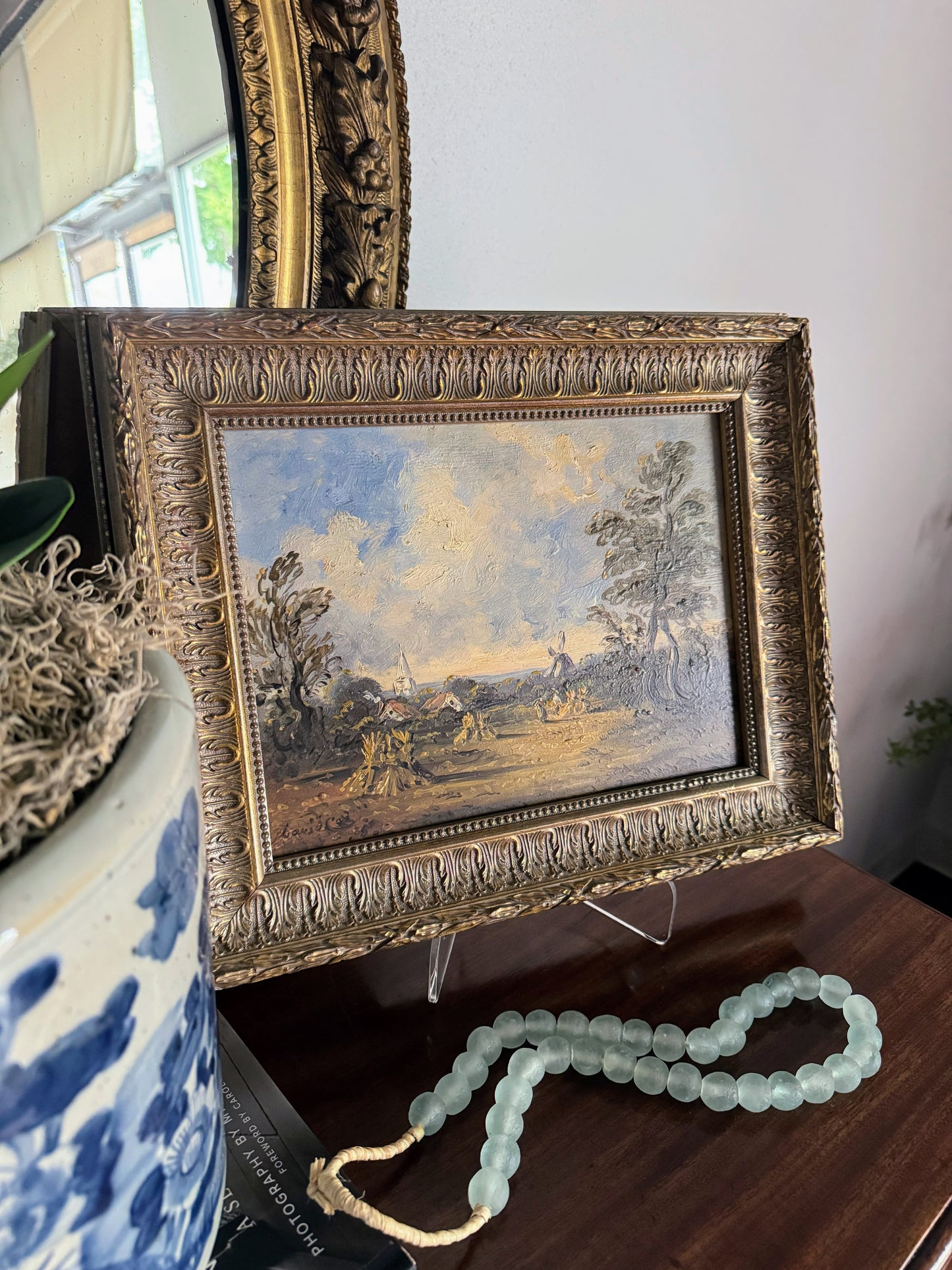 Framed English Windmill Painting