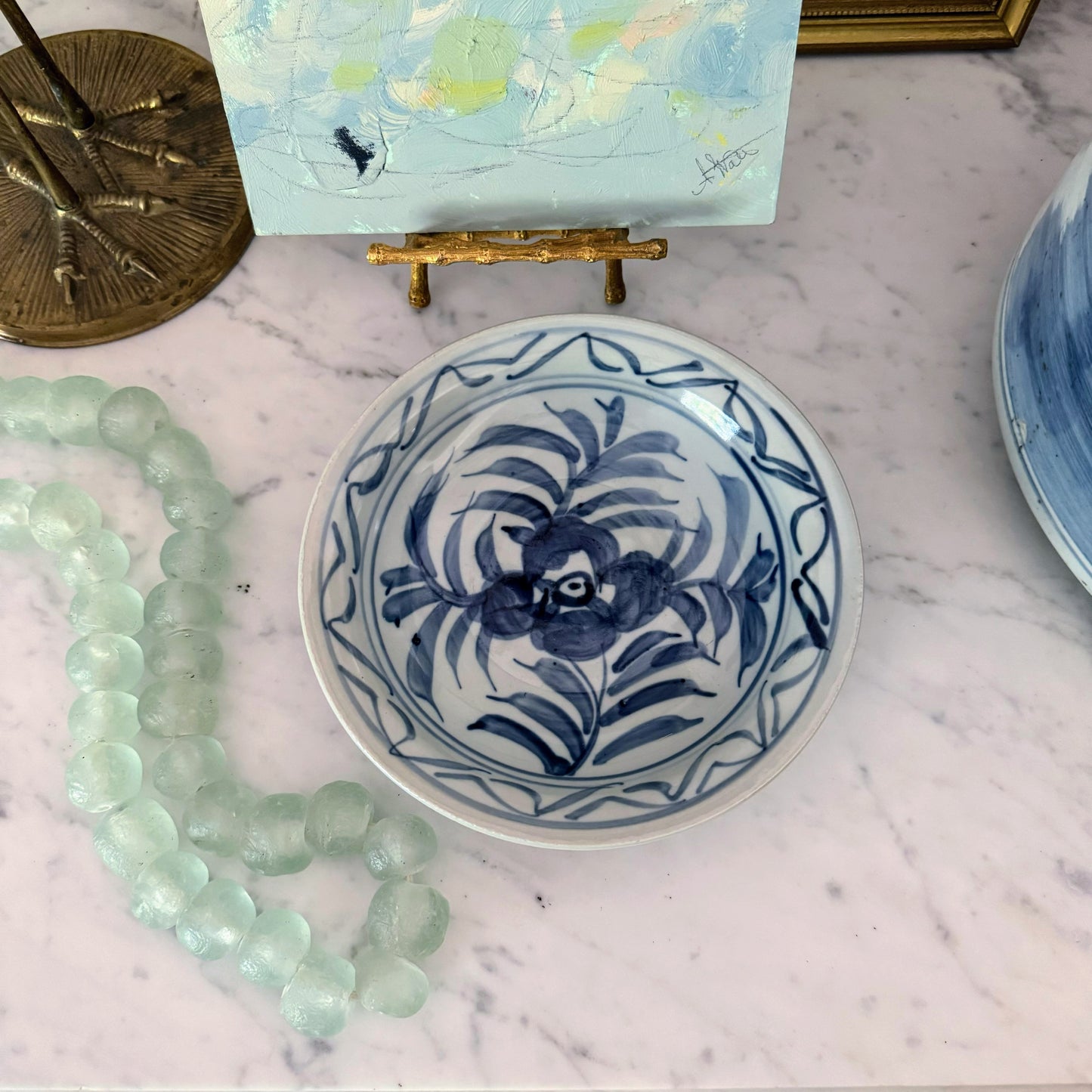 Peony Blue & White Dish