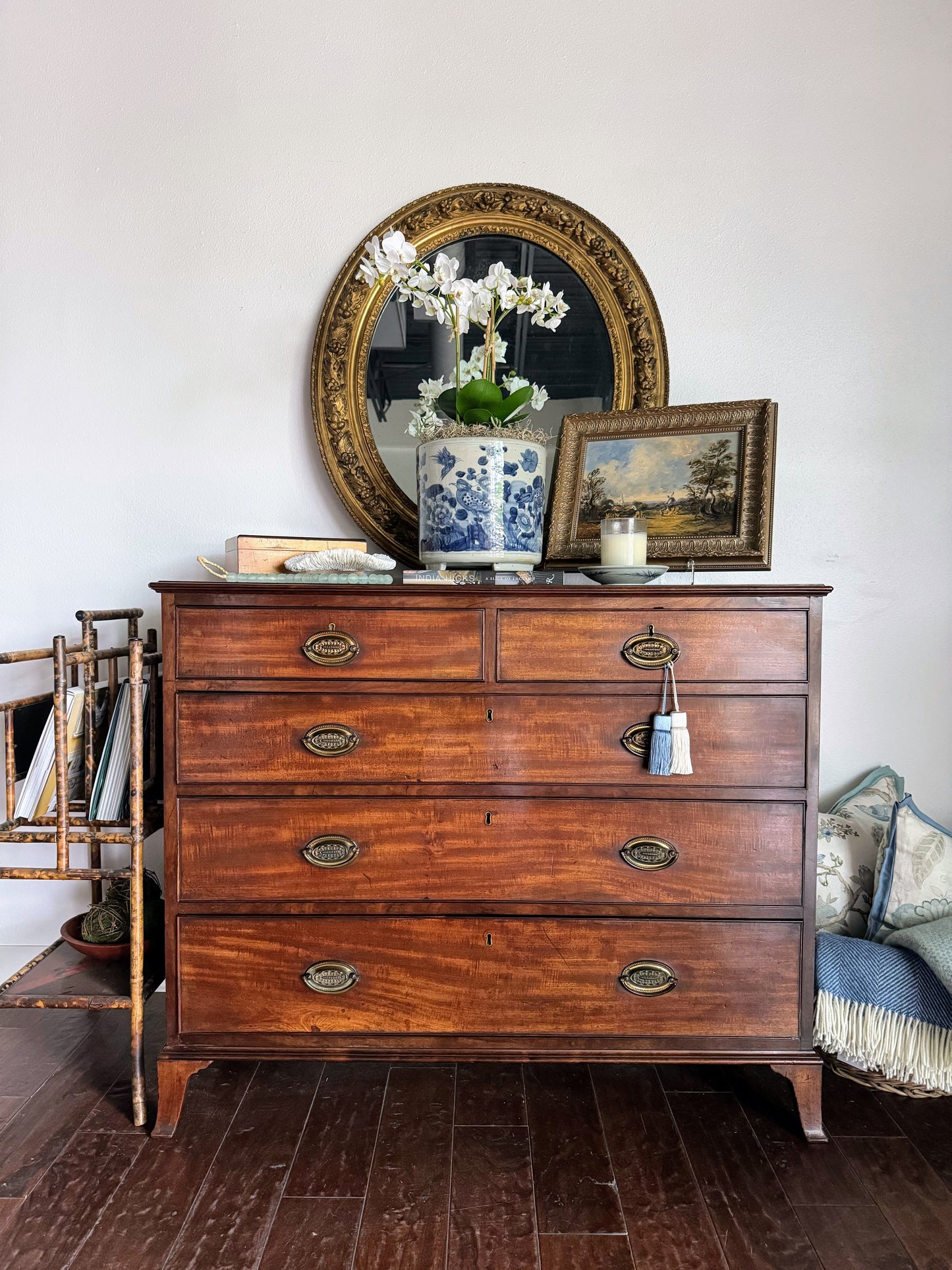 Georgian Oval Plate Swept Foot Bracket Chest