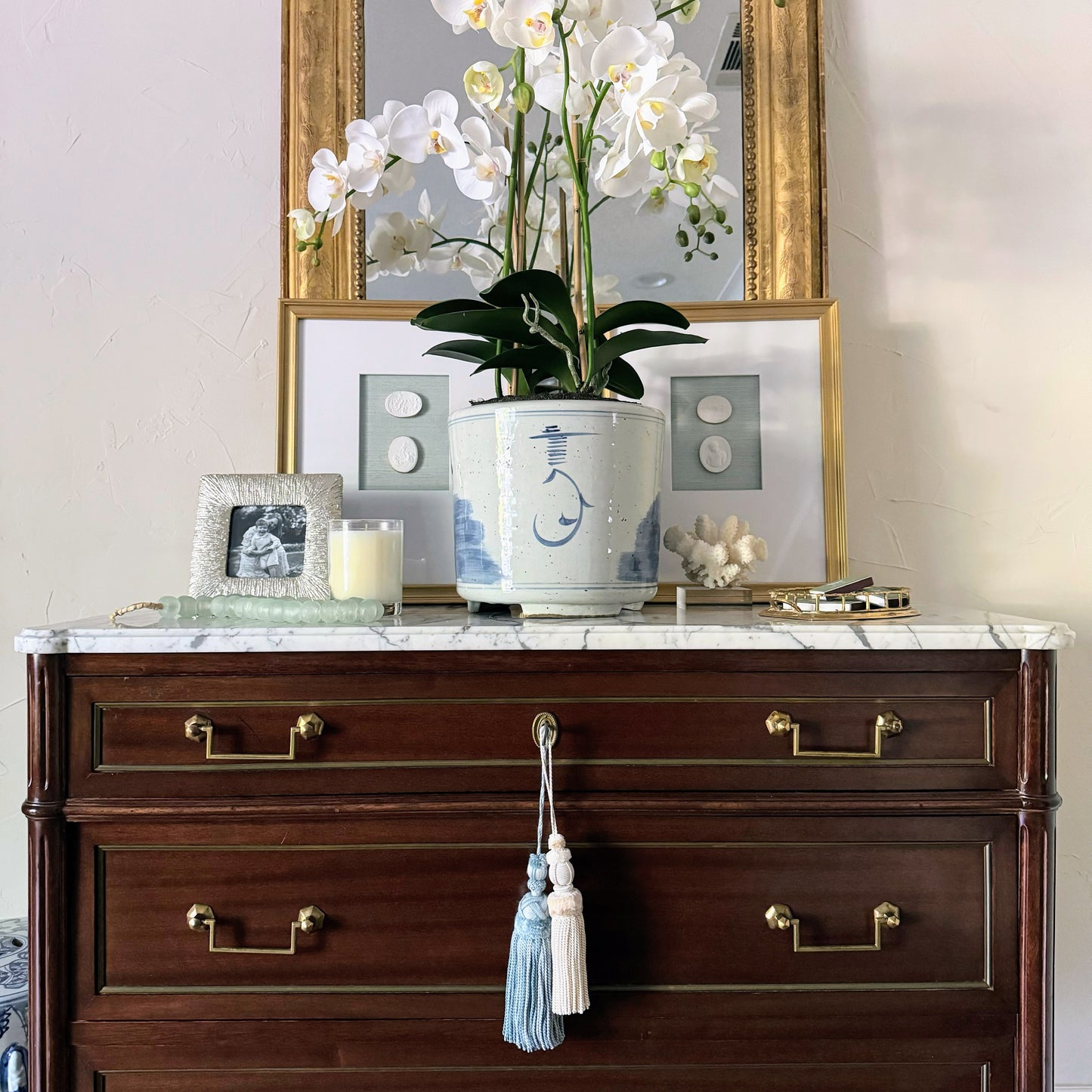Blue & White Lotus Orchid Cache Pot