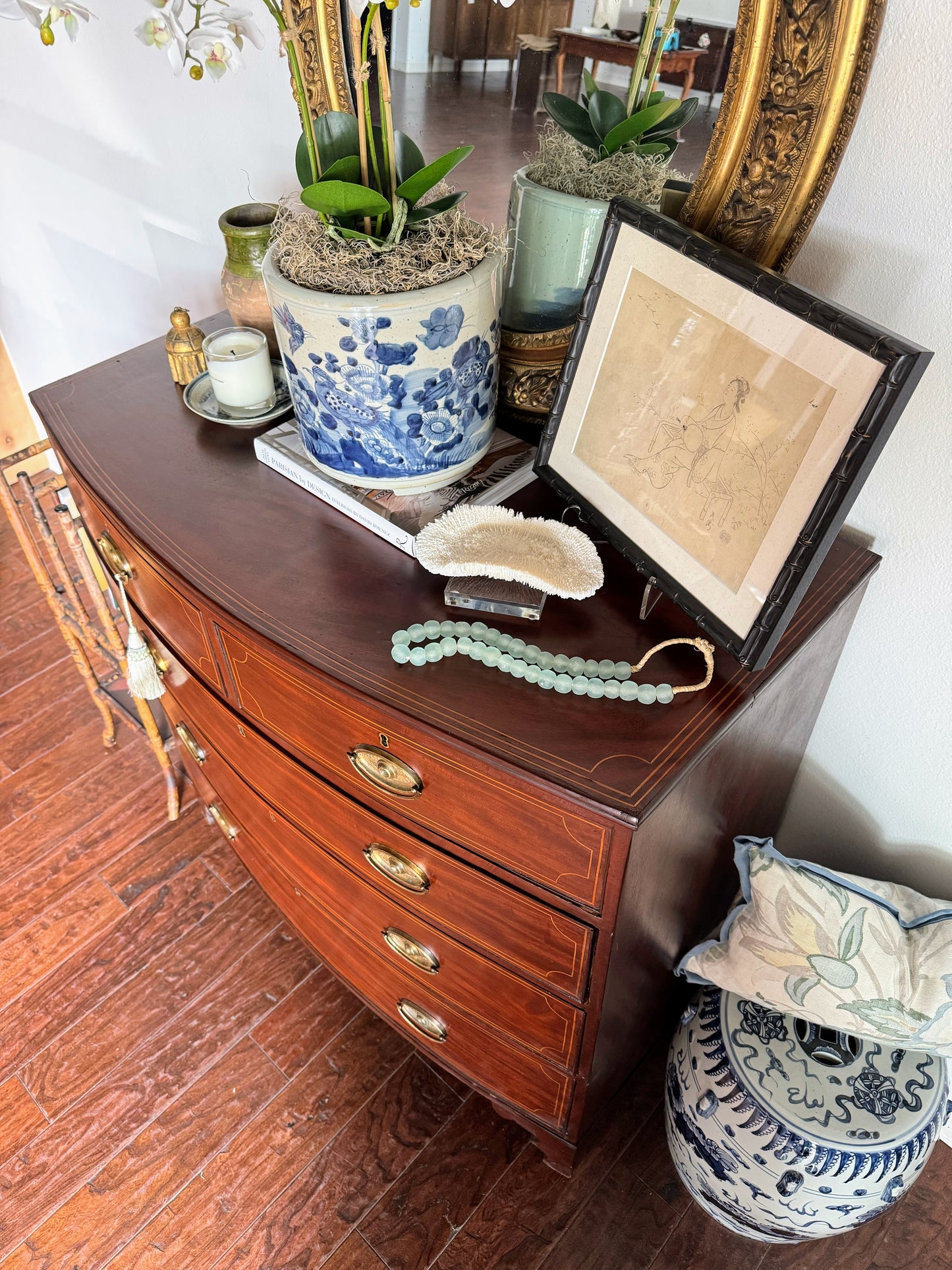 English Mahogany Bowfront with Inlay