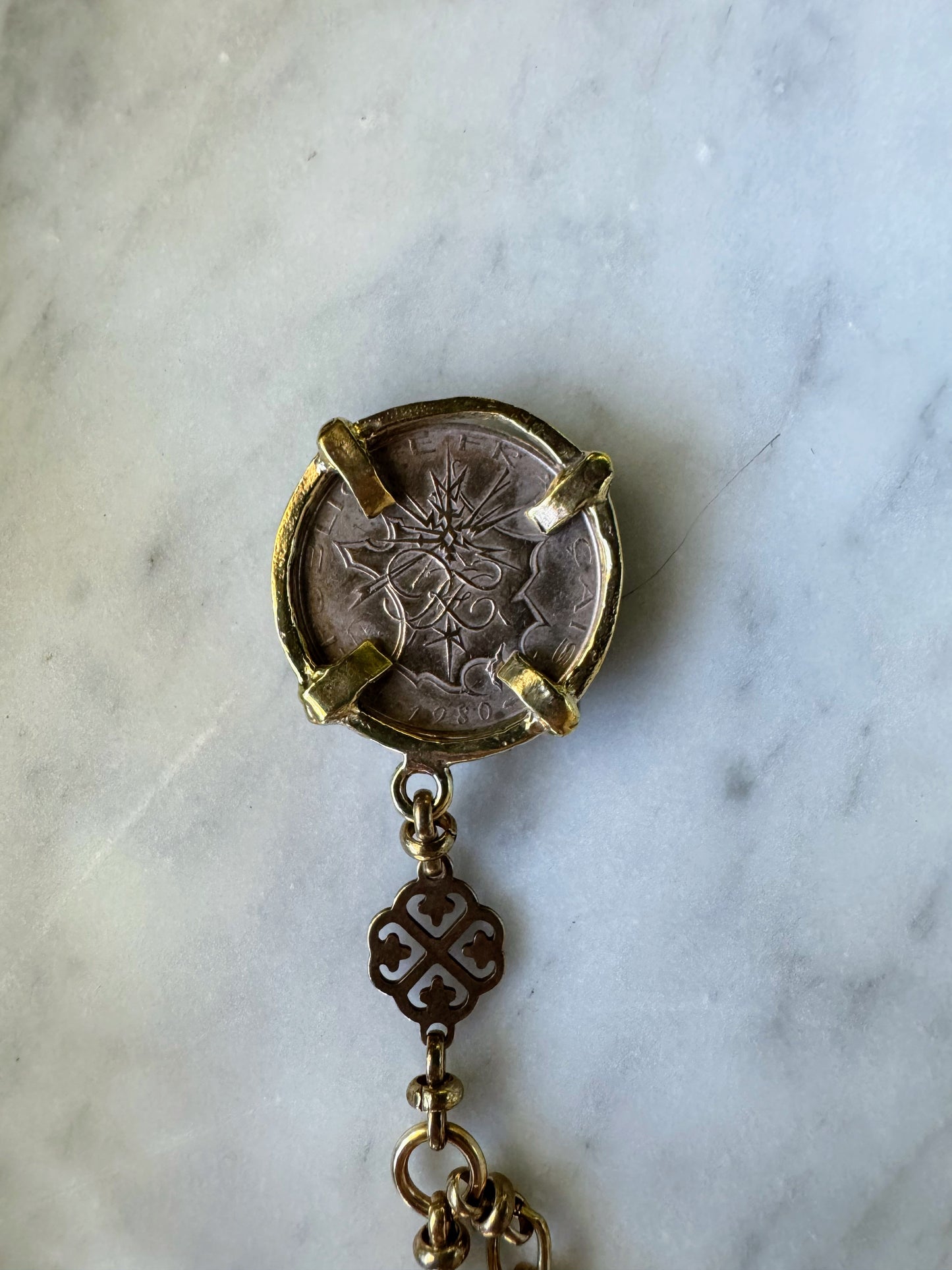 Vintage Coin Necklace: French 1980