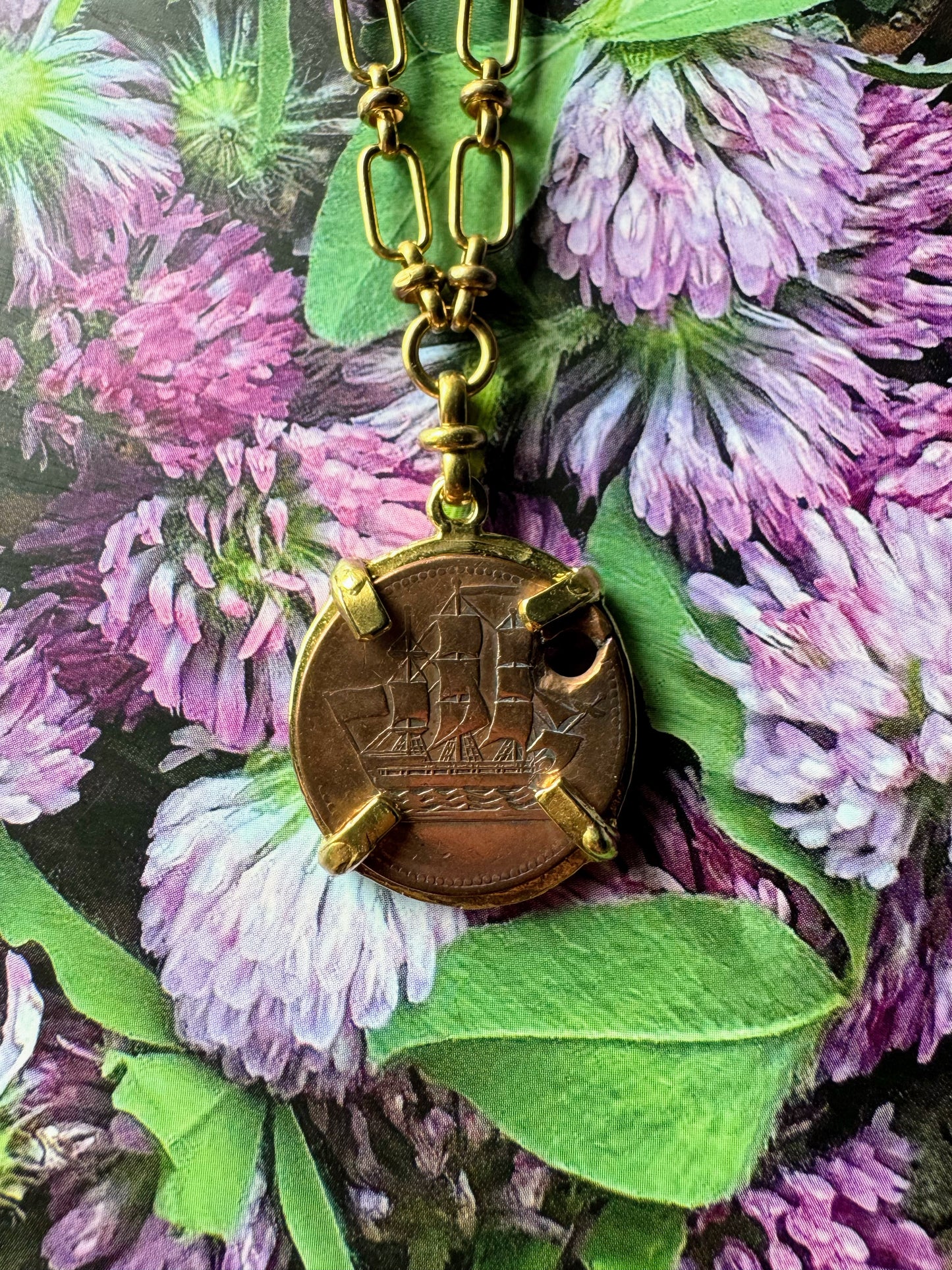 19th Century Trade Token Coin Necklace (Estimated 1830s)