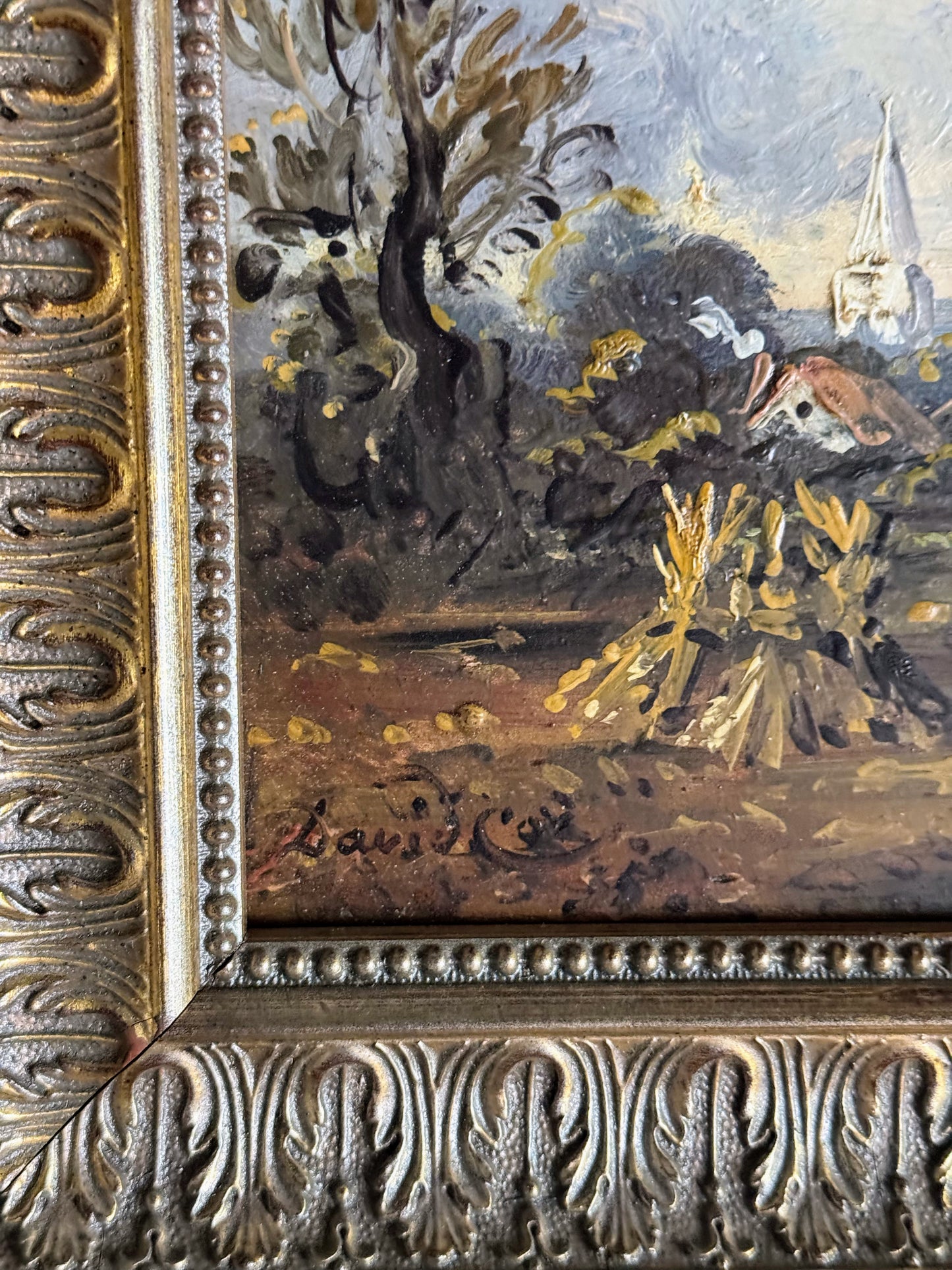 Framed English Windmill Painting