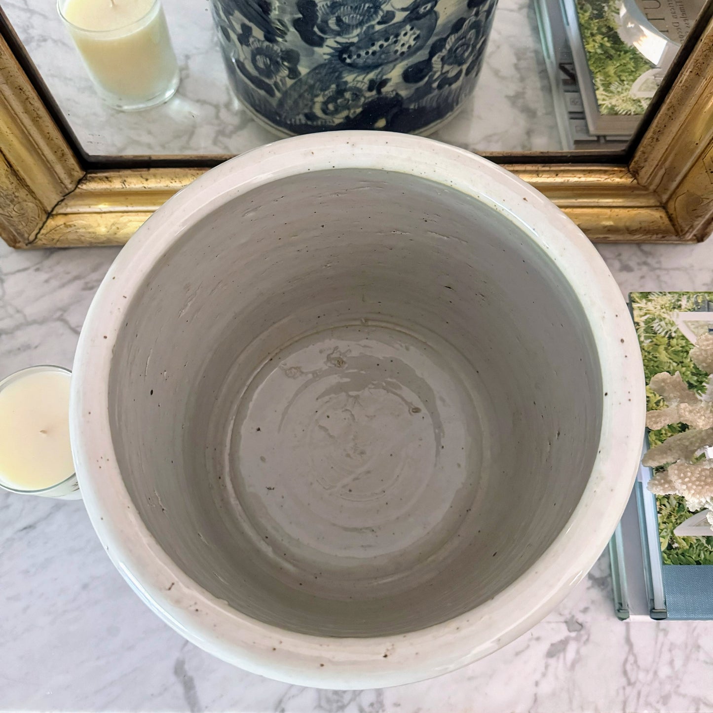 Blue & White Bird Motif Orchid Cache Pot