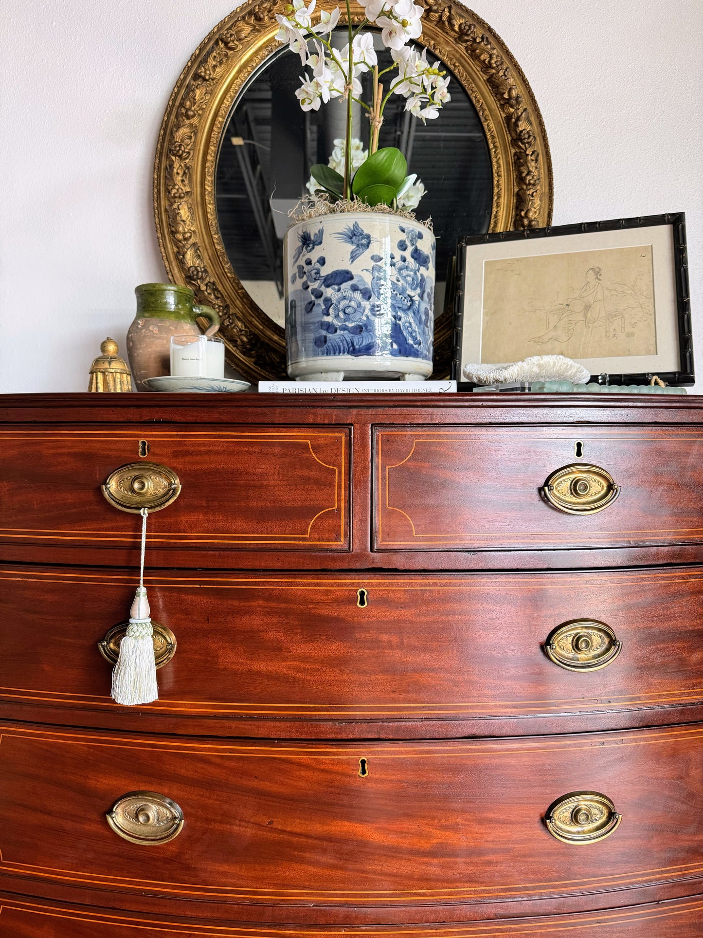 English Mahogany Bowfront with Inlay