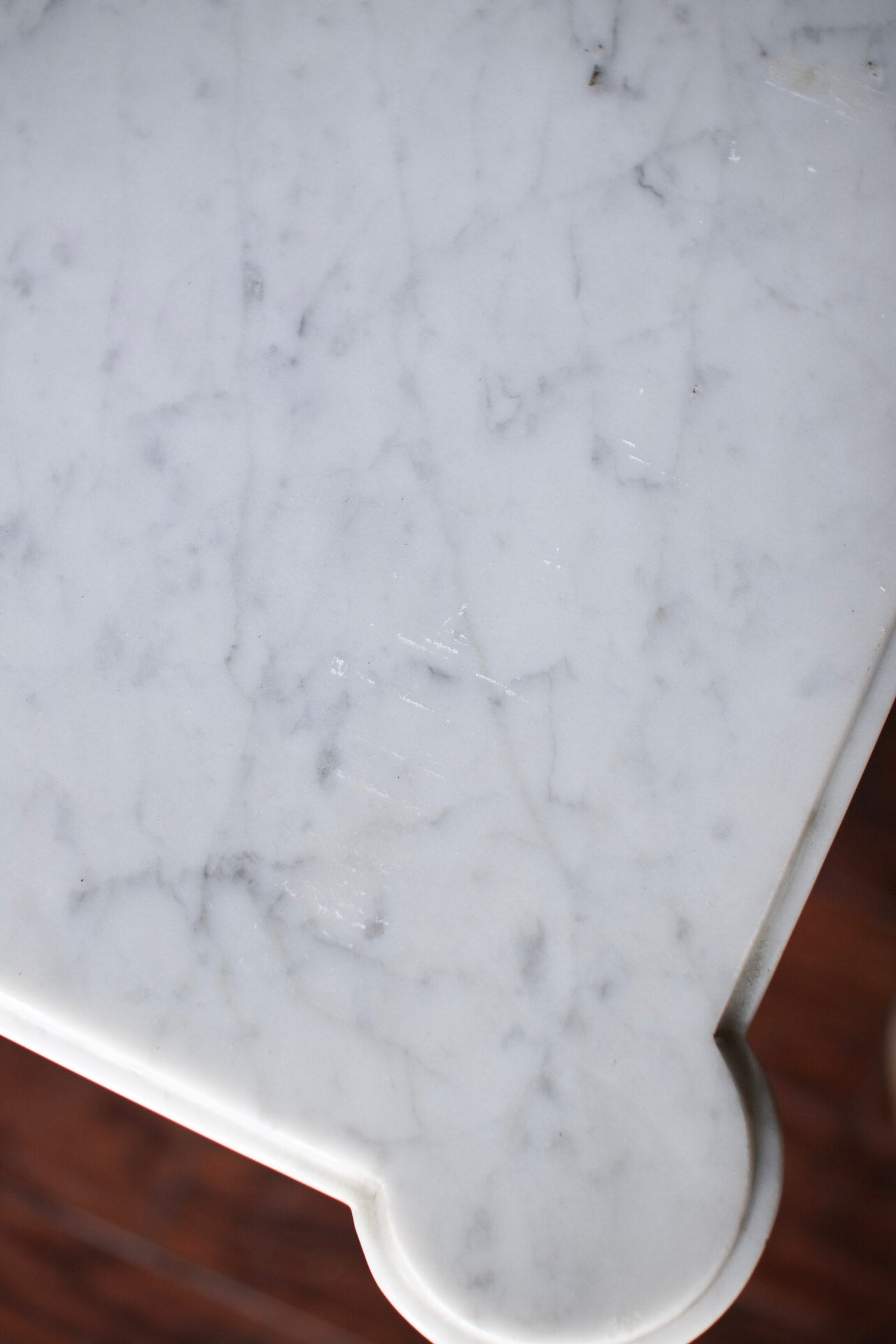 French Louis XVI Petite White Marble Top Commode