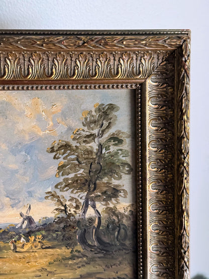 Framed English Windmill Painting