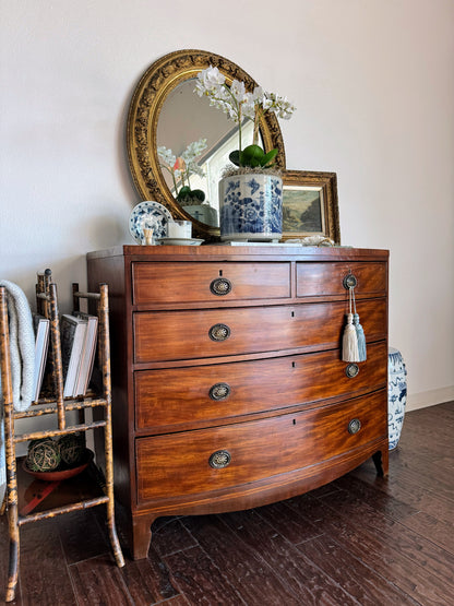 Antique English Bowfront Chest of Drawers with Inlay