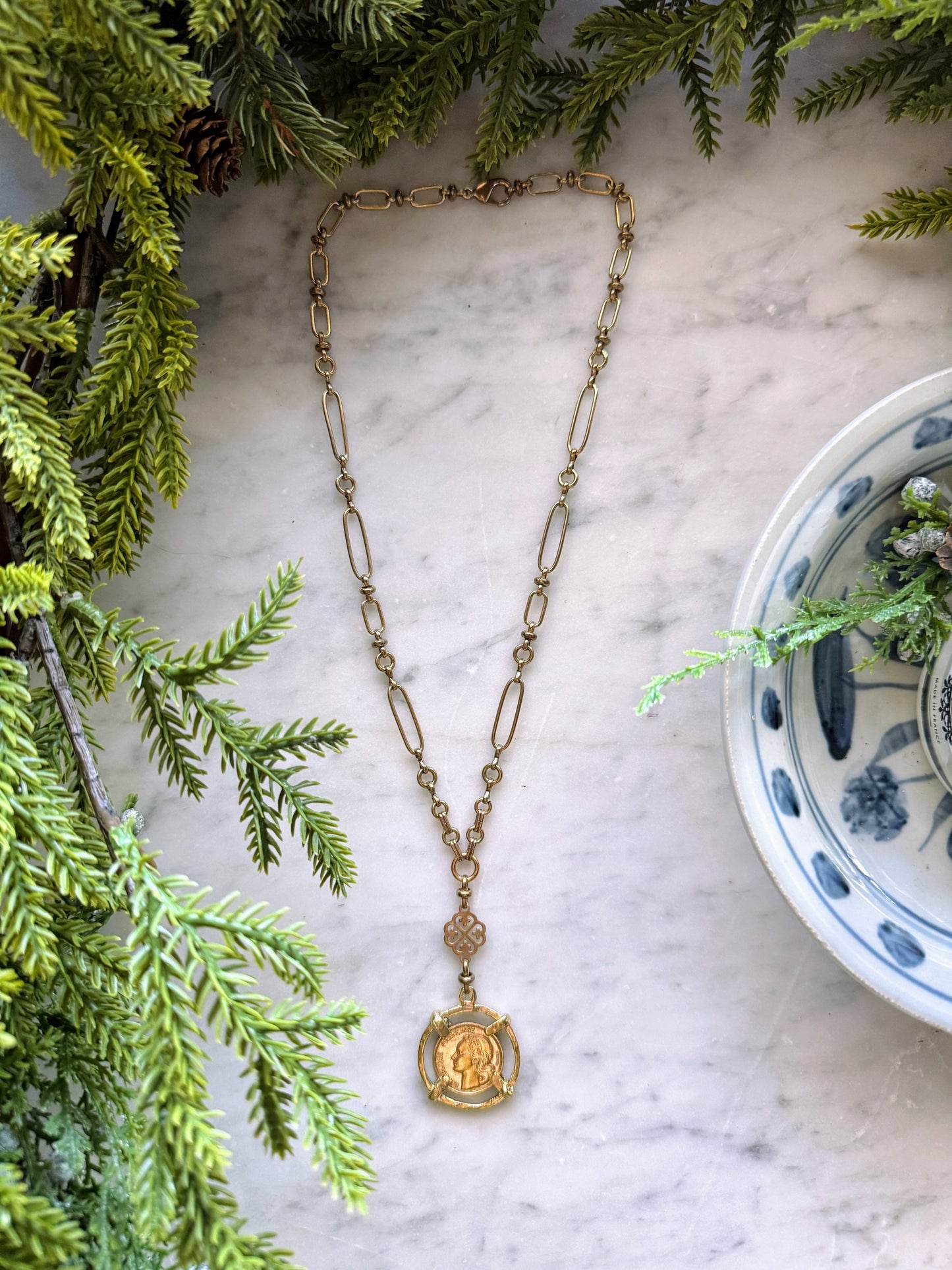 Vintage Coin Necklace: French 1952