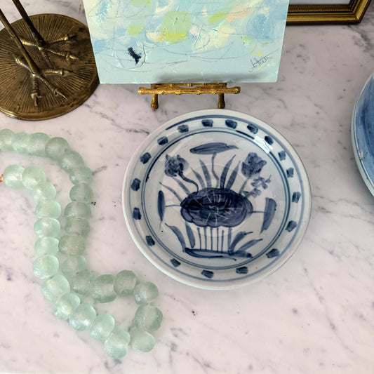 Lotus Blue & White Dish