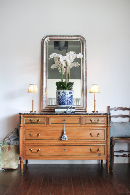 Antique French Louis XVI Grey Marble Top Commode
