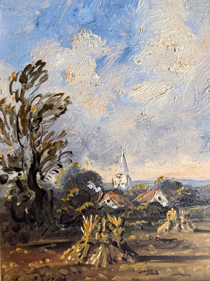 Framed English Windmill Painting