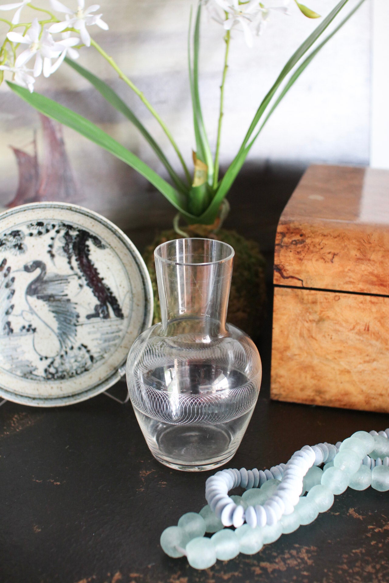 English Etched Glass Vase