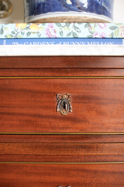 French Louis XVI Style White Marble Top Commode