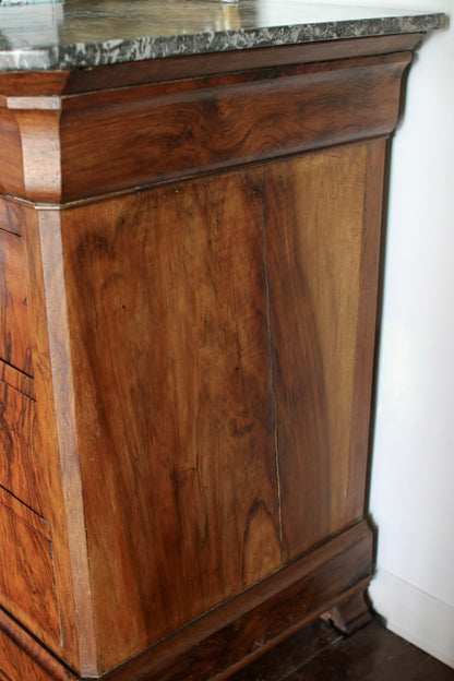 French Louis Phillipe Commode with Grey Marble Top