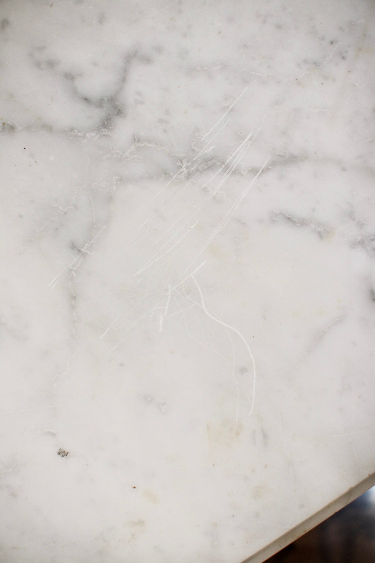 Bleached French Louis XVI White Marble Top Commode