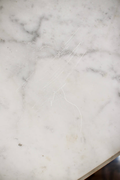 Bleached French Louis XVI White Marble Top Commode