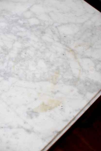 French Louis XVI Petite White Marble Top Commode