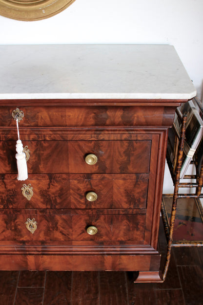 French Louis Philippe Commode with White Marble