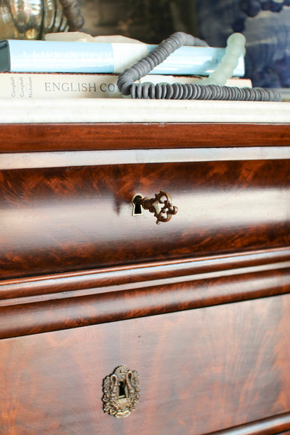 French Louis Philippe White Marble Top Commode