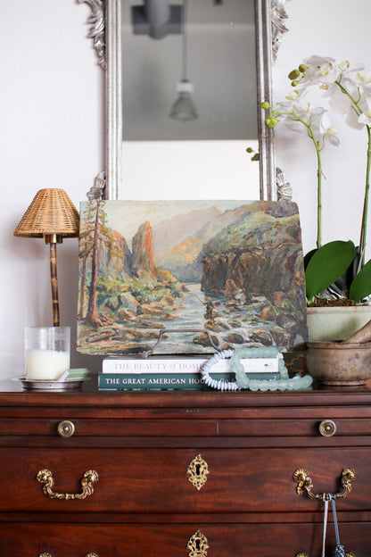 French Painting of Fisherman by River