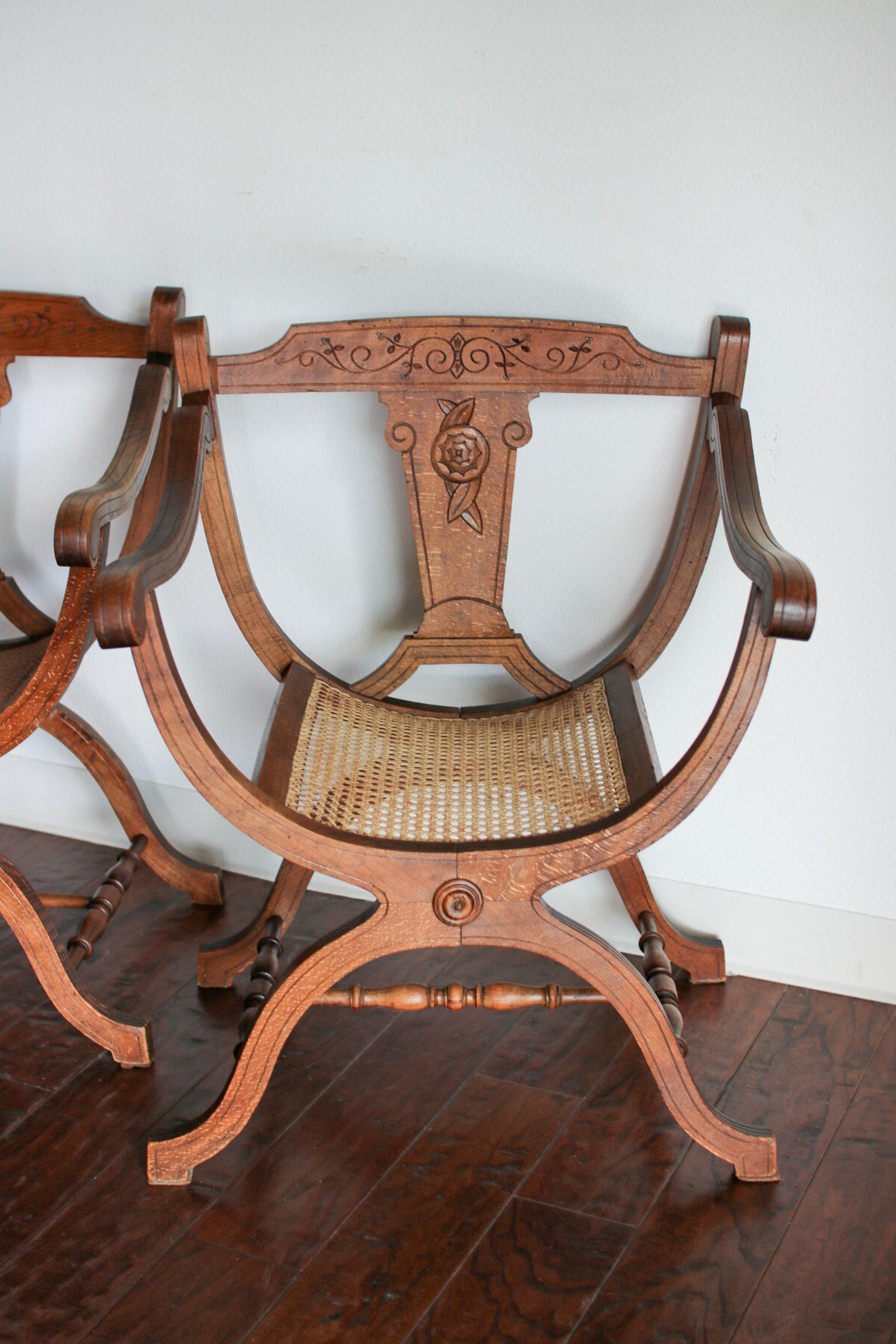 Pair of Italian Cane Chairs