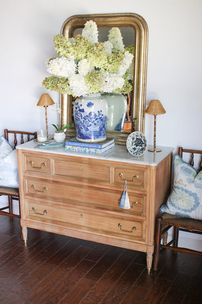 Bleached French Louis XVI White Marble Top Commode