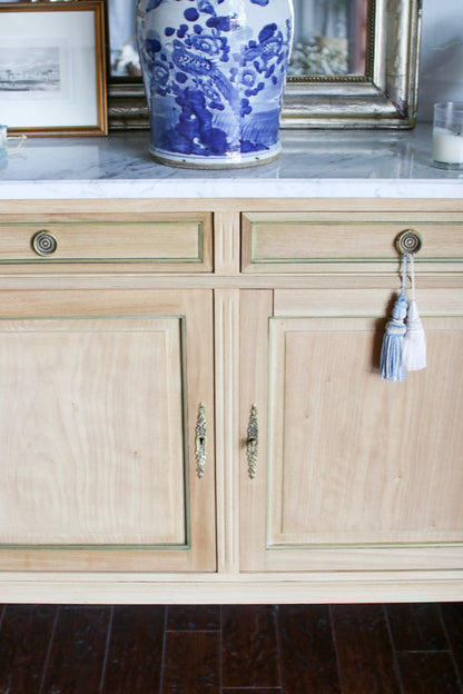 Bleached French Louis XVI White Marble Top Buffet