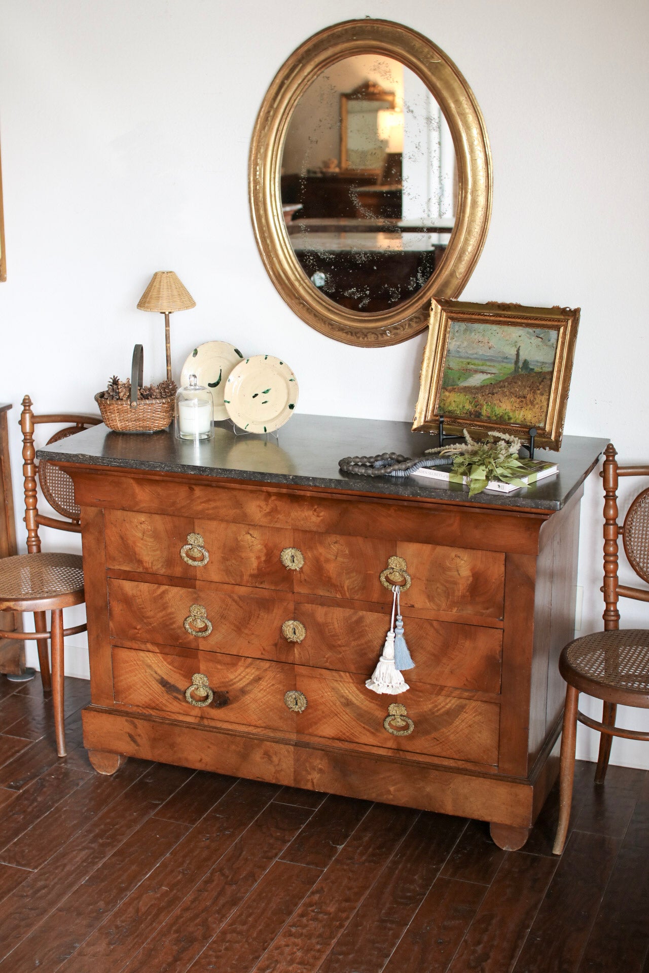 French Louis Philippe Commode with Black Marble