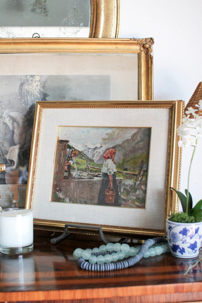 Oil Painting of Woman in Switzerland