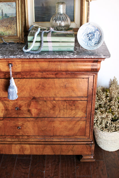 French Louis Philippe Grey Marble Top Commode